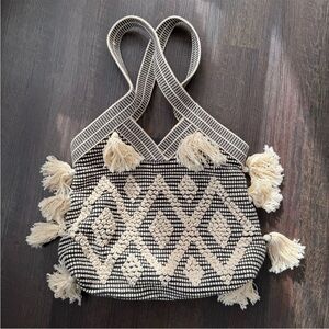 Boho Black and Cream Tote Bag
